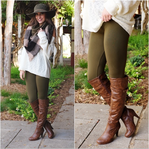 ✨LAST ONE✨Olive Fleece Lined Soft Leggings - Picture 2 of 3